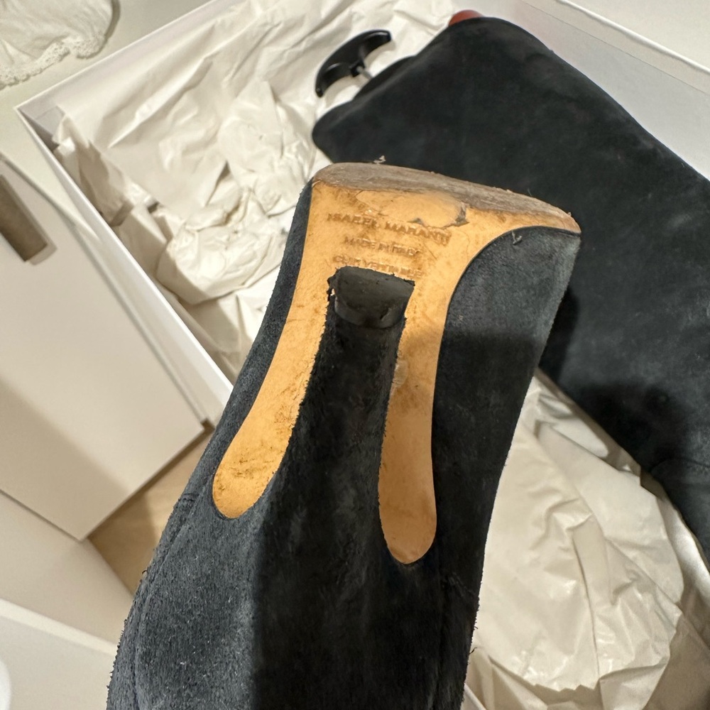 Isabel Marant Black Suede Knee-High Boots - Picture 9 of 10